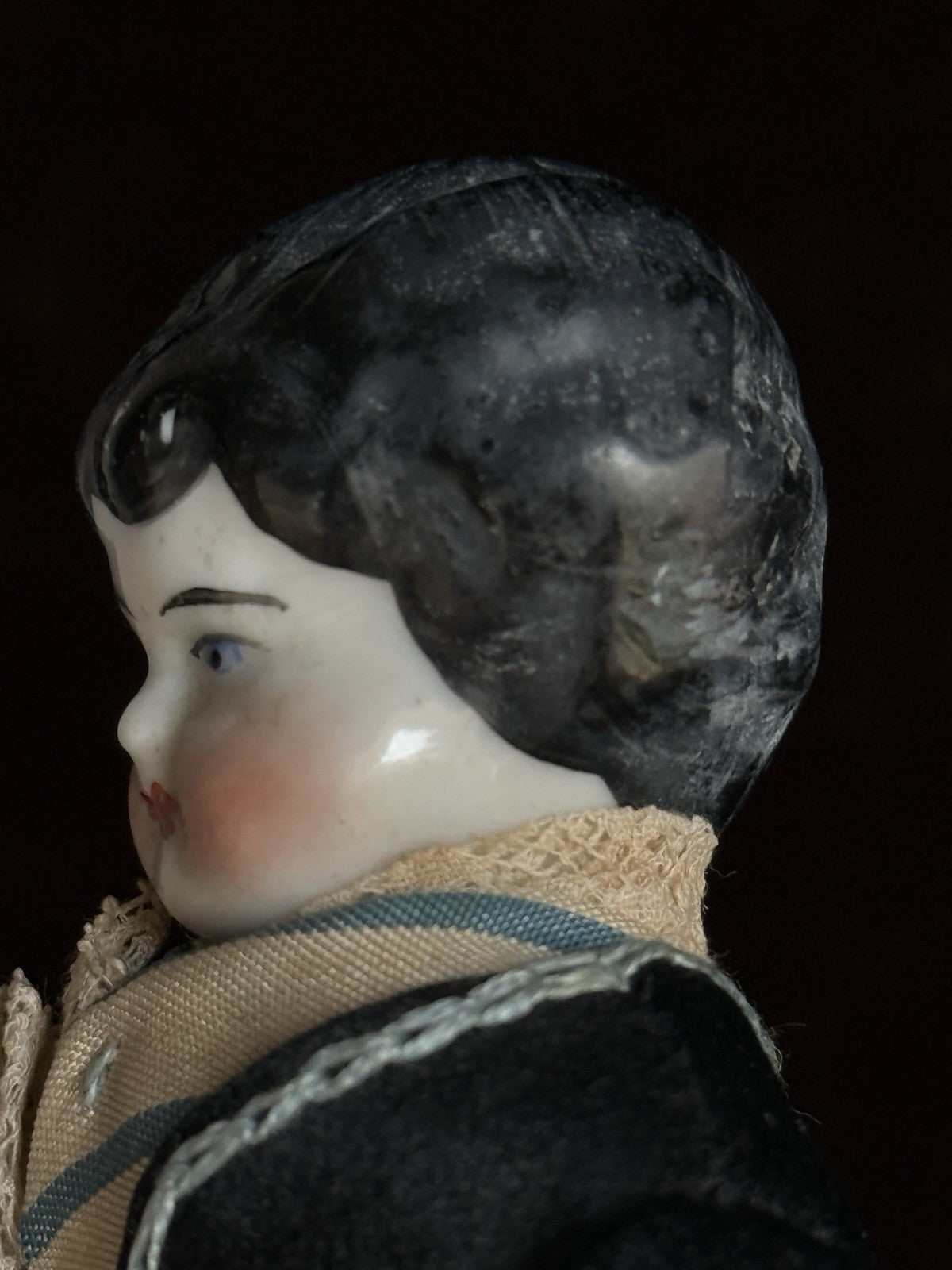 Antique German 8” Male Low Brow China Head Doll