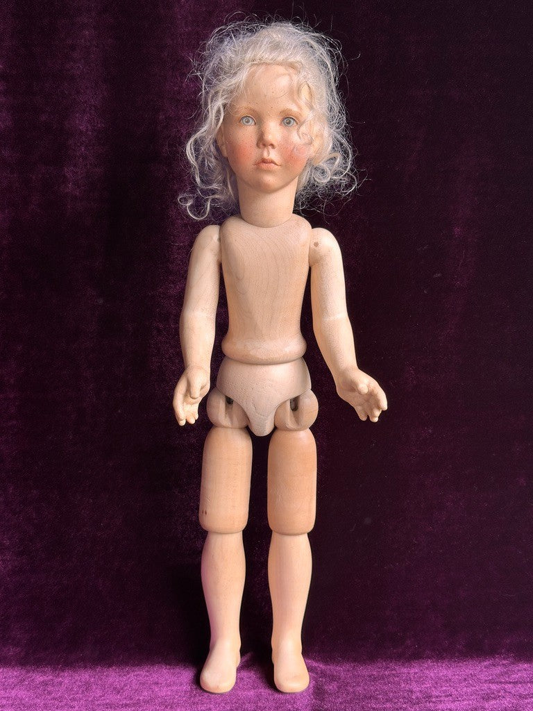 OOAK 1987 Collectible 17" Jointed Wooden Doll by German Artist Regina Sandreuter