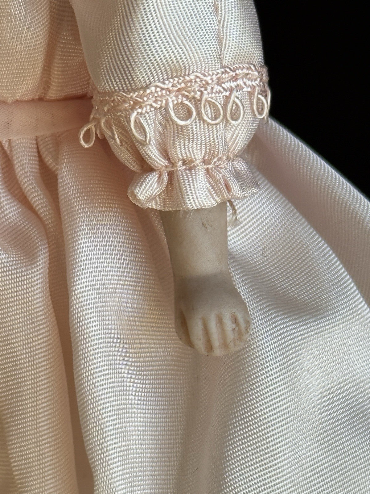 Antique German 7.5” Bisque Cloth Miniature Dollhouse China Doll