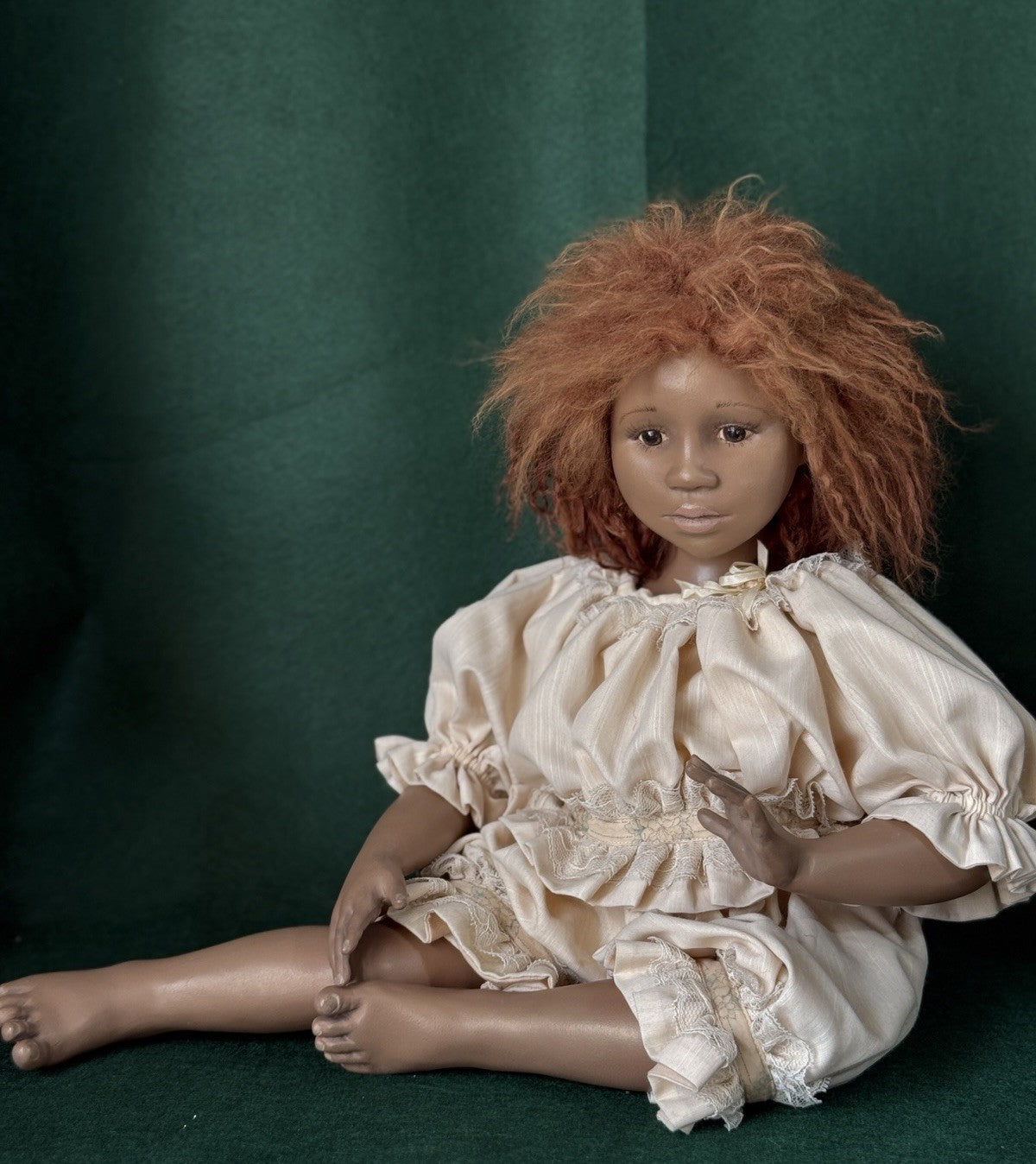 Artist Collectible Resin 19” Doll AA  “Hattie” By Pat Thompson Vlasta Dolls Tag