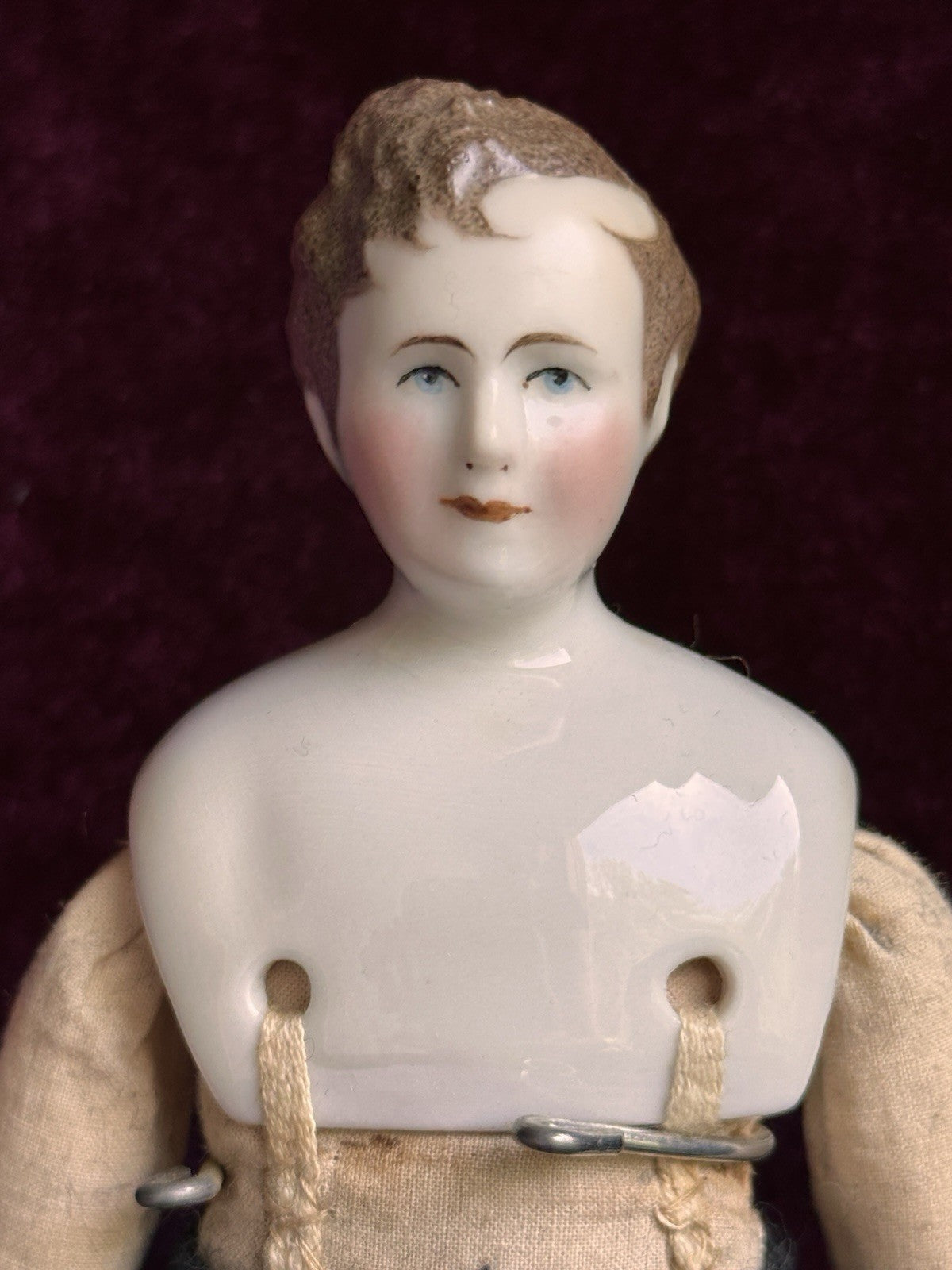 Rare 10.5” Porcelain Reproduction Of Antique German Male China Groom Doll