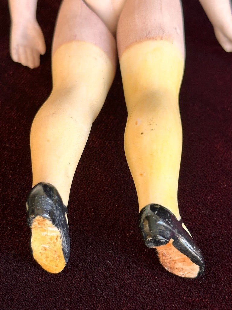 Rare Antique German 6.75” Bahr & Proschild 513 All Bisque Flapper Dollhouse Doll