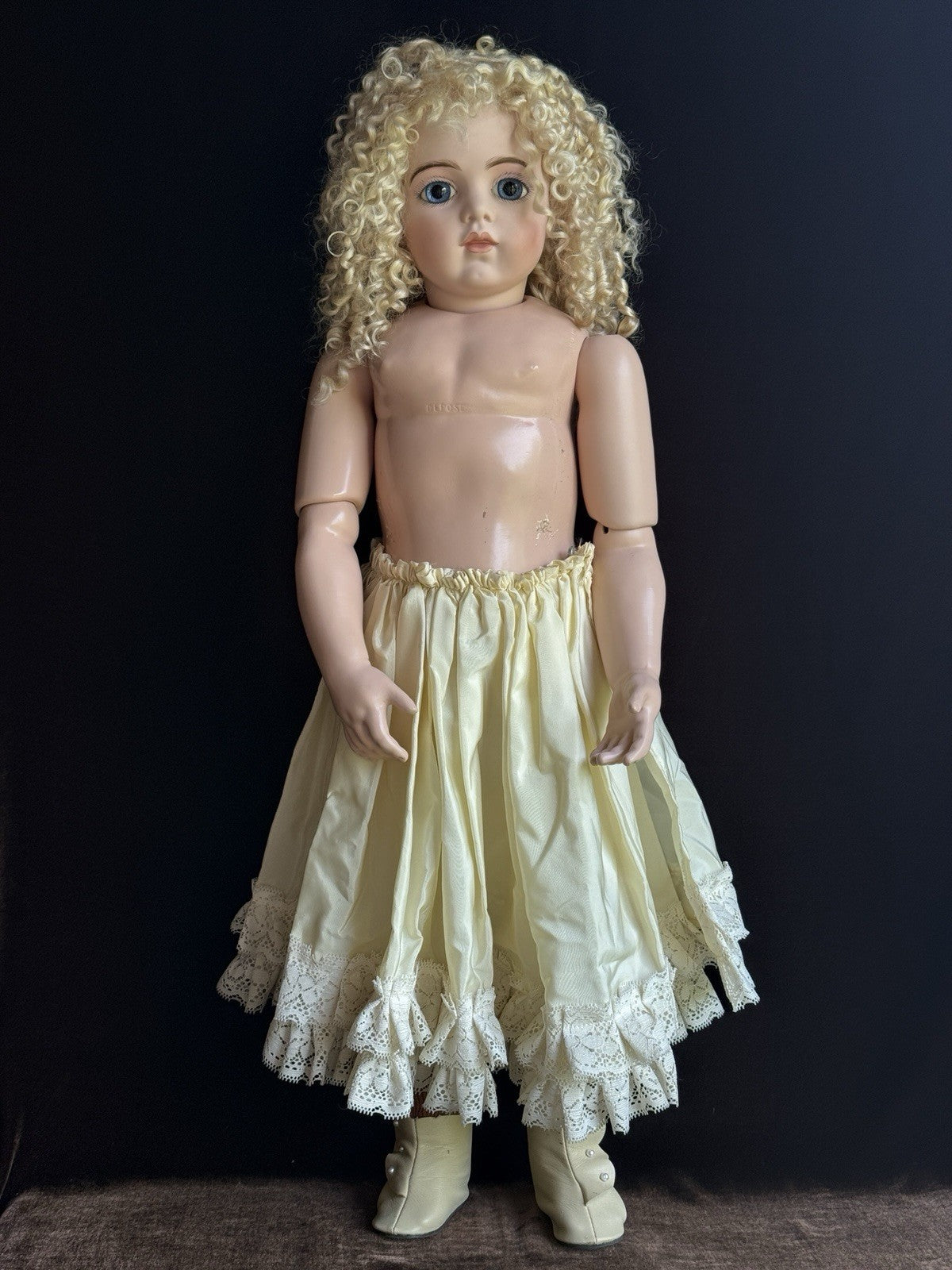 Large Porcelain Composition 29” Reproduction of Antique French Bru Jne Doll