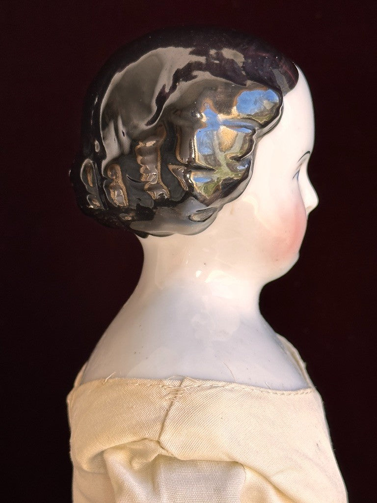 Antique German 16.5” Flat Top Highbrow China Shoulder Head Doll