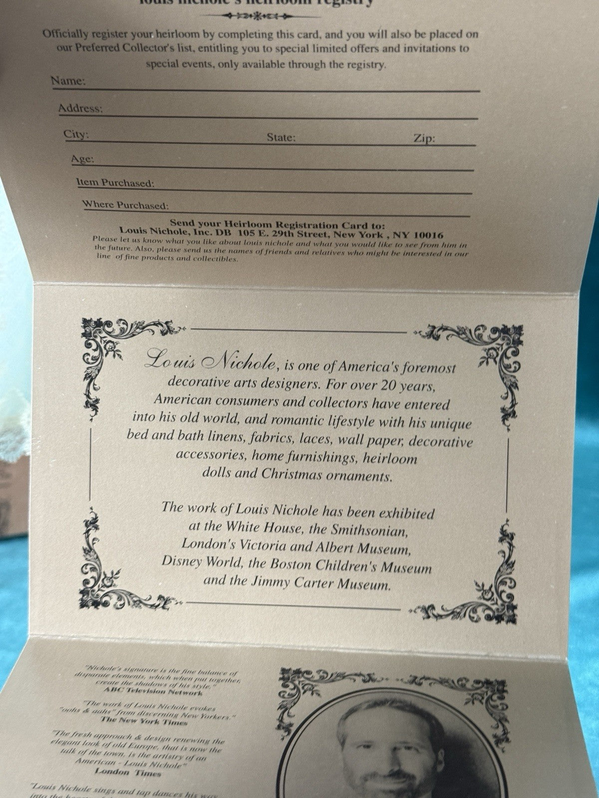 MIB Reproduction of Antique French A.14.T. Porcelain 18” Doll By Louis Nichole