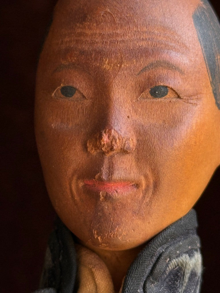 Early Antique Chinese Door of Hope Mission Carved Wood Cloth Female Doll