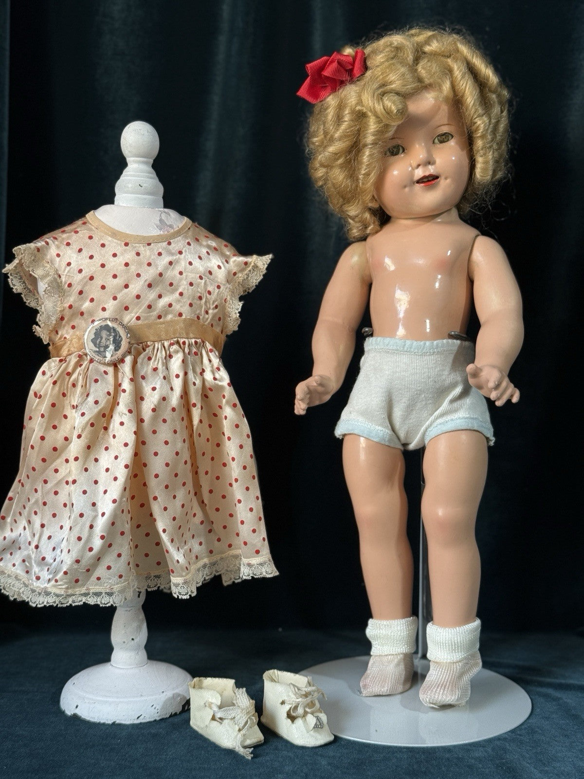 Vintage 1930’s Composition 18” Shirley Temple Doll by Ideal Company- Redressed