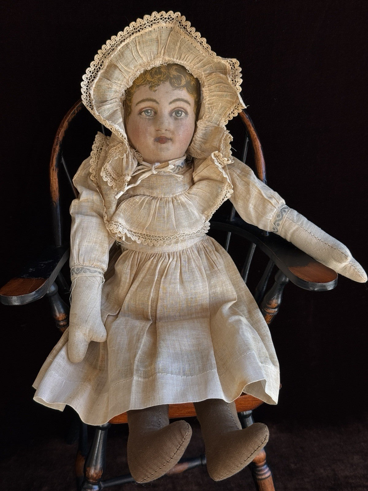 Antique American 13.5" Bruckner Babyland Lithograph Rag Doll