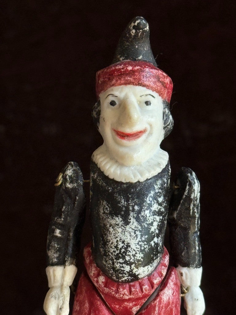 Antique German Miniature All Bisque Punch and Judy Dollhouse Character Doll