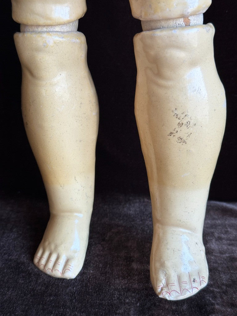 Antique German 25” Queen Louise Bisque Head Composition Body Doll