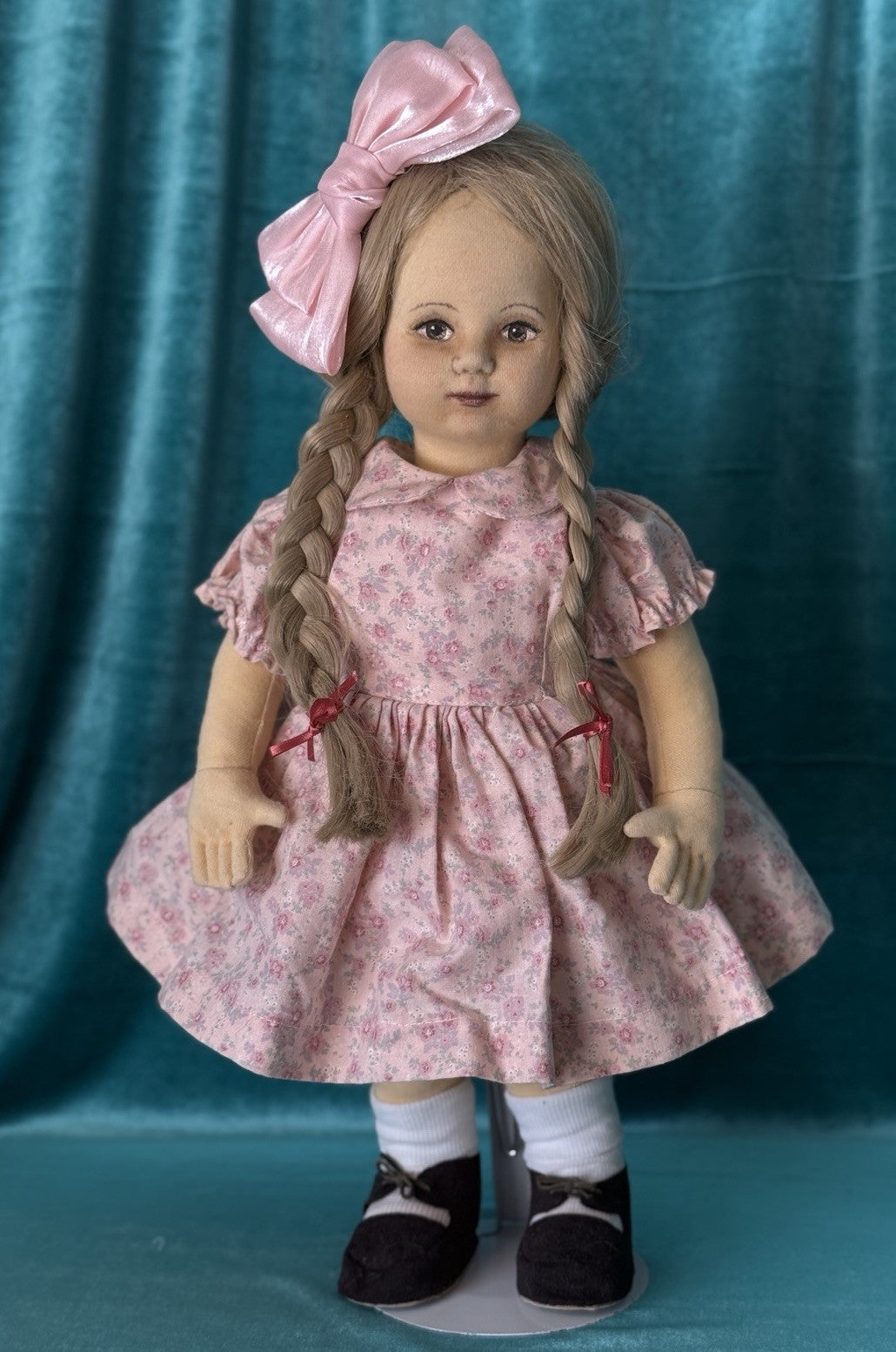 Vintage Artist Stockinette Face Painted 18” Girl Doll