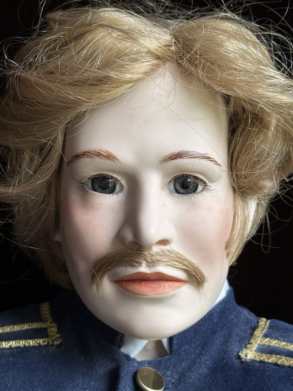 OOAK Large Artist Made Porcelain Military Male Character Doll with Stand