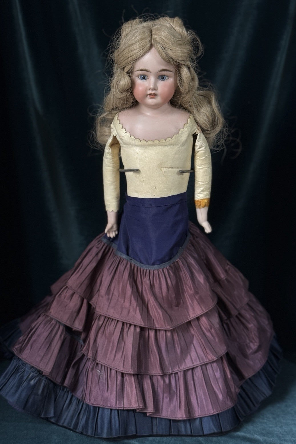 Unidentified Mold 21 7 Dep Antique German 20” Doll Bisque Head Leather Kid Body