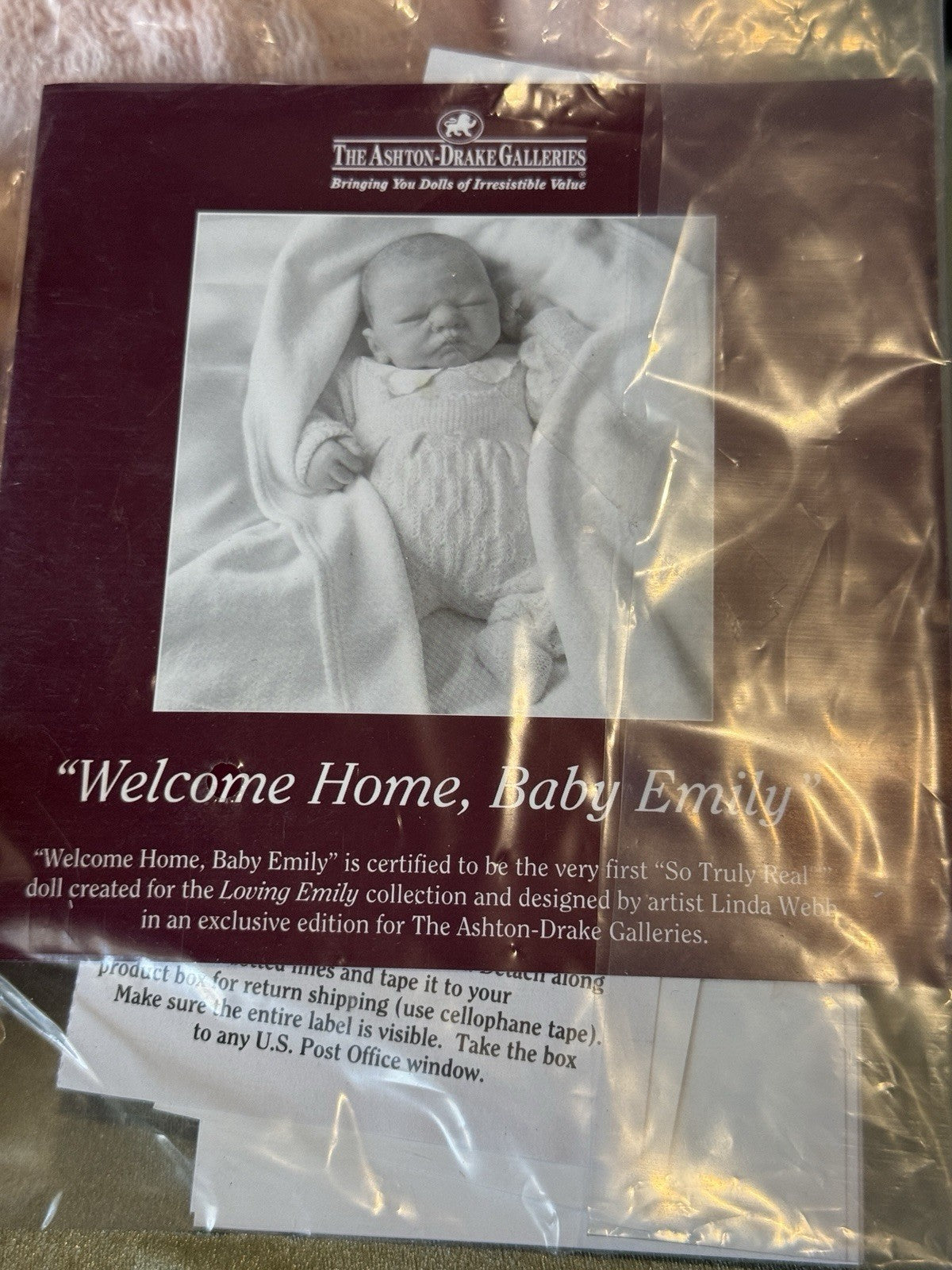 “Welcome Home Baby Emily” 20” Baby Doll by Linda Webb Ashton Drake Galleries