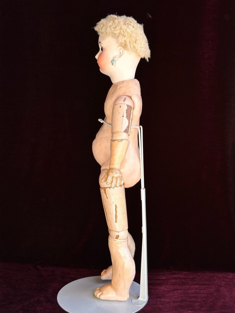 Antique German 20.5” Sonnenberg 117 Belton Type Closed Mouth Bisque Head Doll
