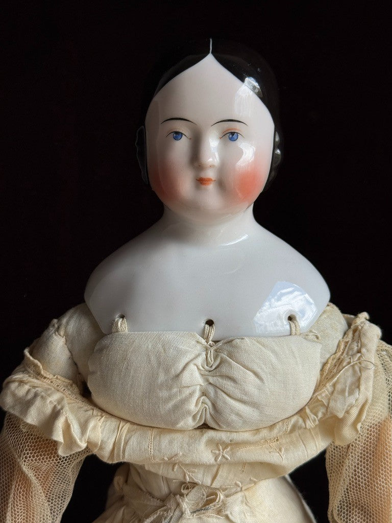 Antique German 20” Covered Wagon China Head Doll