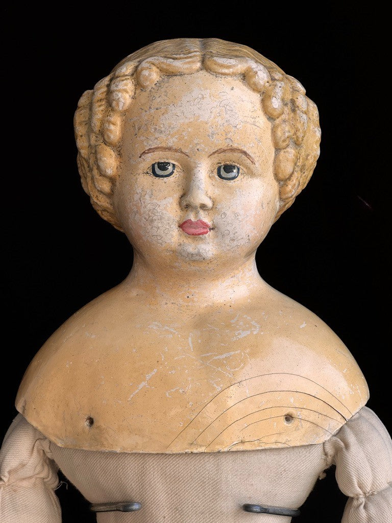 Antique German 24” Müller & Strassburger (?) Papier Mache Doll