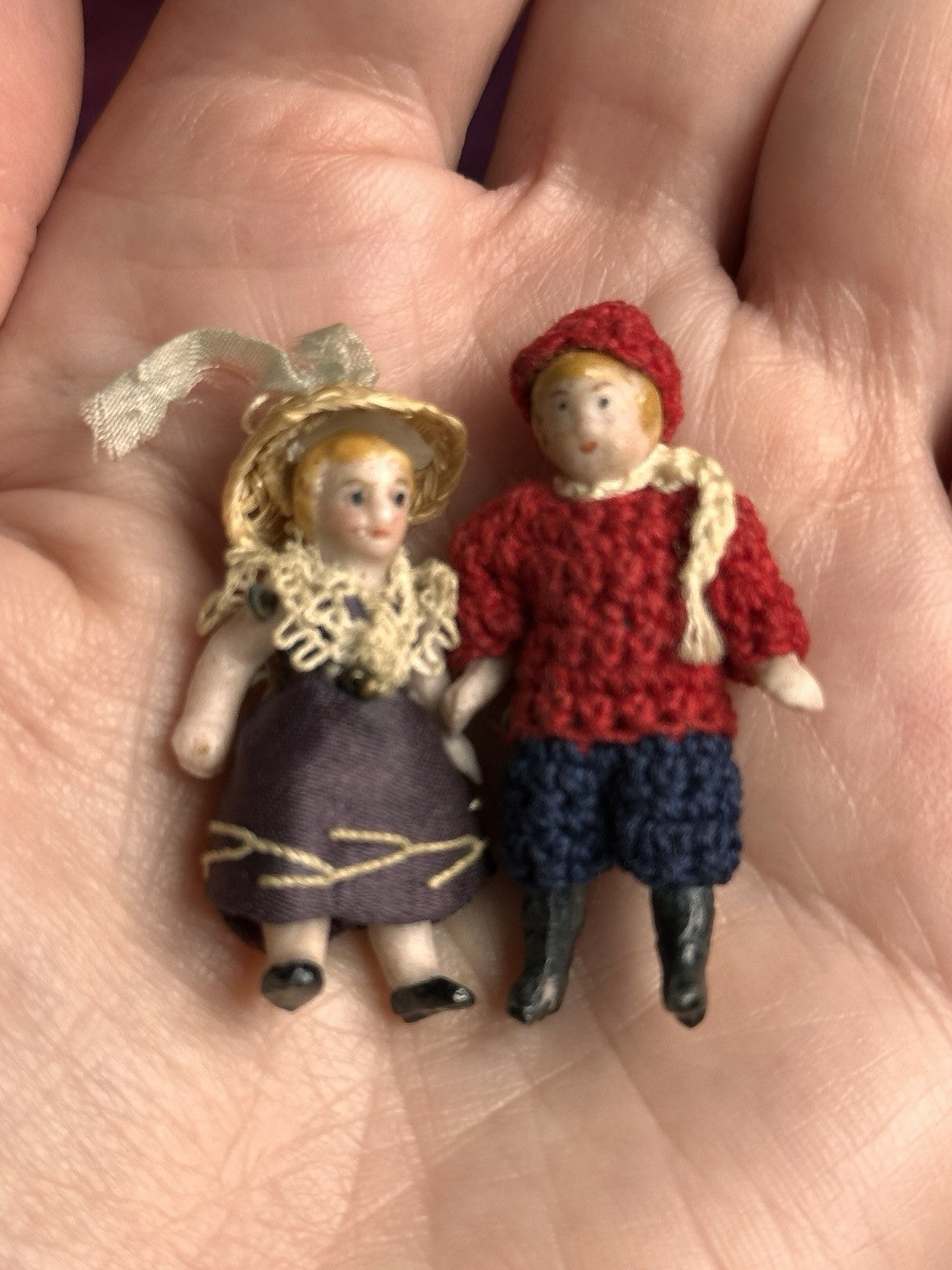Antique Carl Horn Hertwig Set Of 3 Miniature/tiny  German   Bisque, Dolls