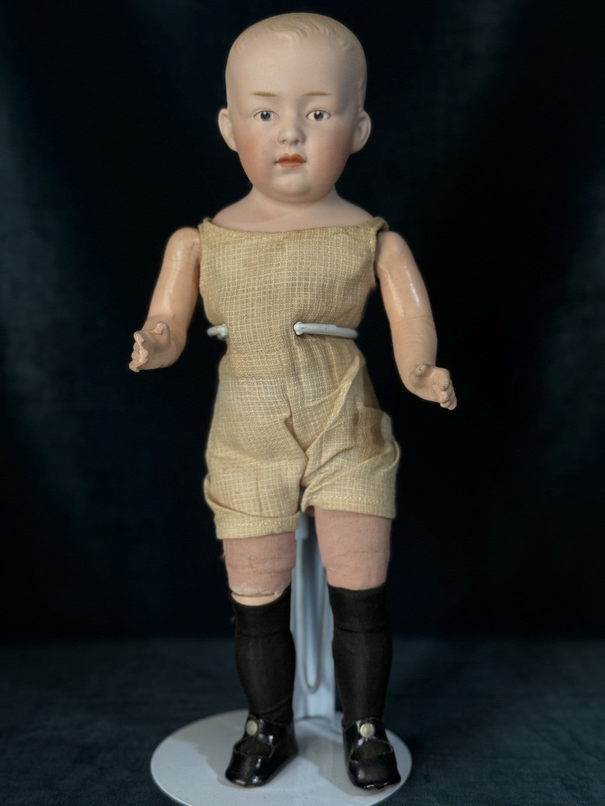Antique German Gebruder Heubach Bisque Head Composition Body Boy 12” Doll