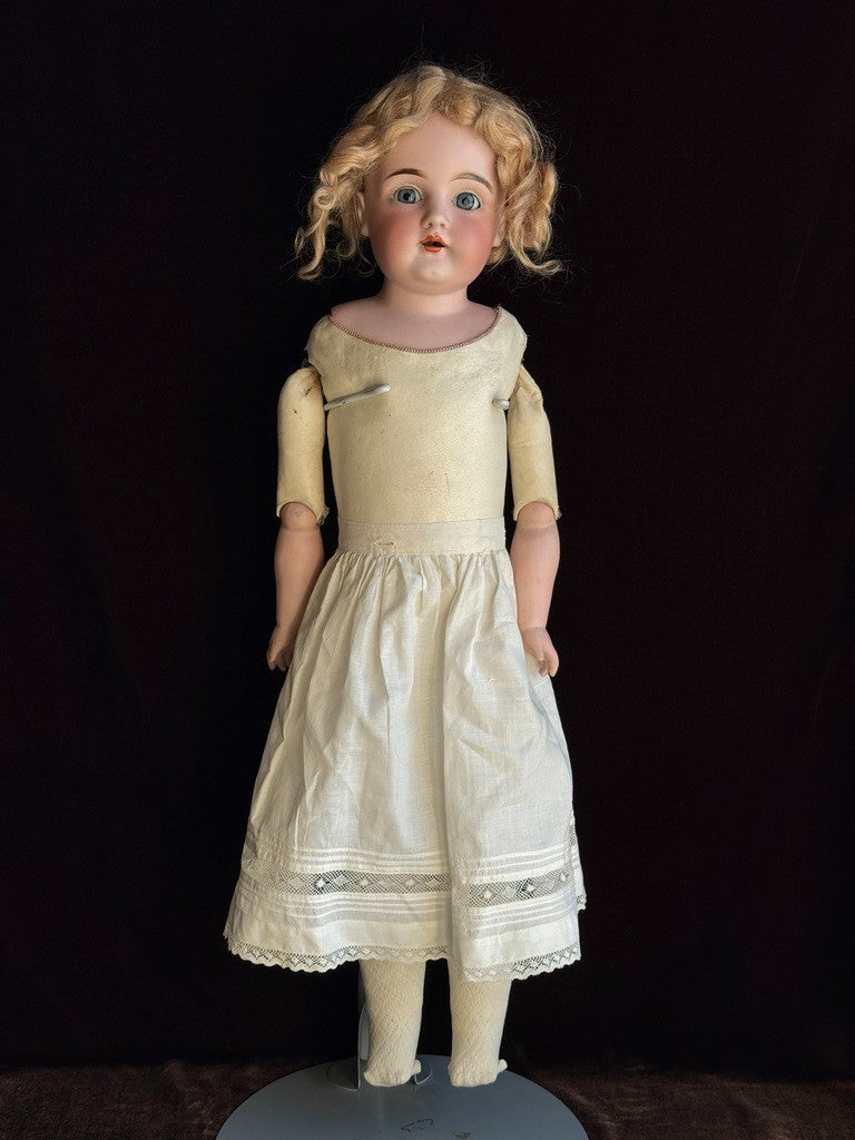 Antique German 25” Kestner Bisque Shoulder Head Leather Body Doll