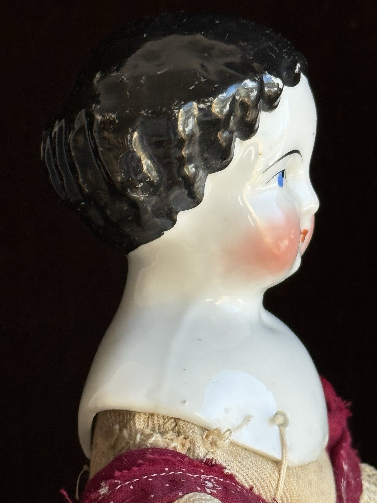 Antique German 11” Flat Top Highbrow China Shoulder Head Doll
