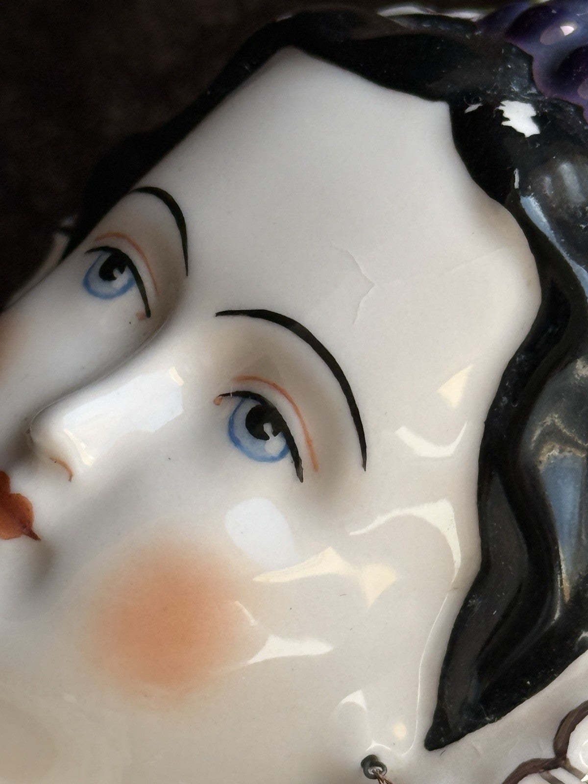 Vintage 1949 Porcelain 18” Reproduction of Antique Grape Lady by Emma Clear