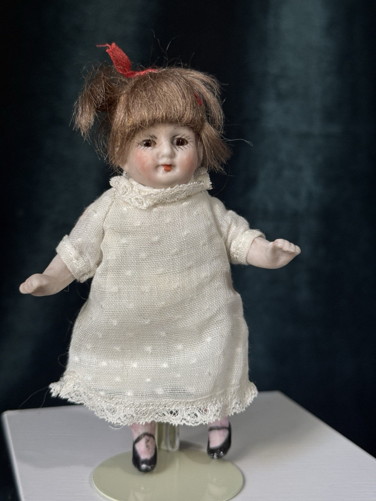 Antique German 4 1/2” All Bisque Mignonette Dollhouse Doll Mold 8491