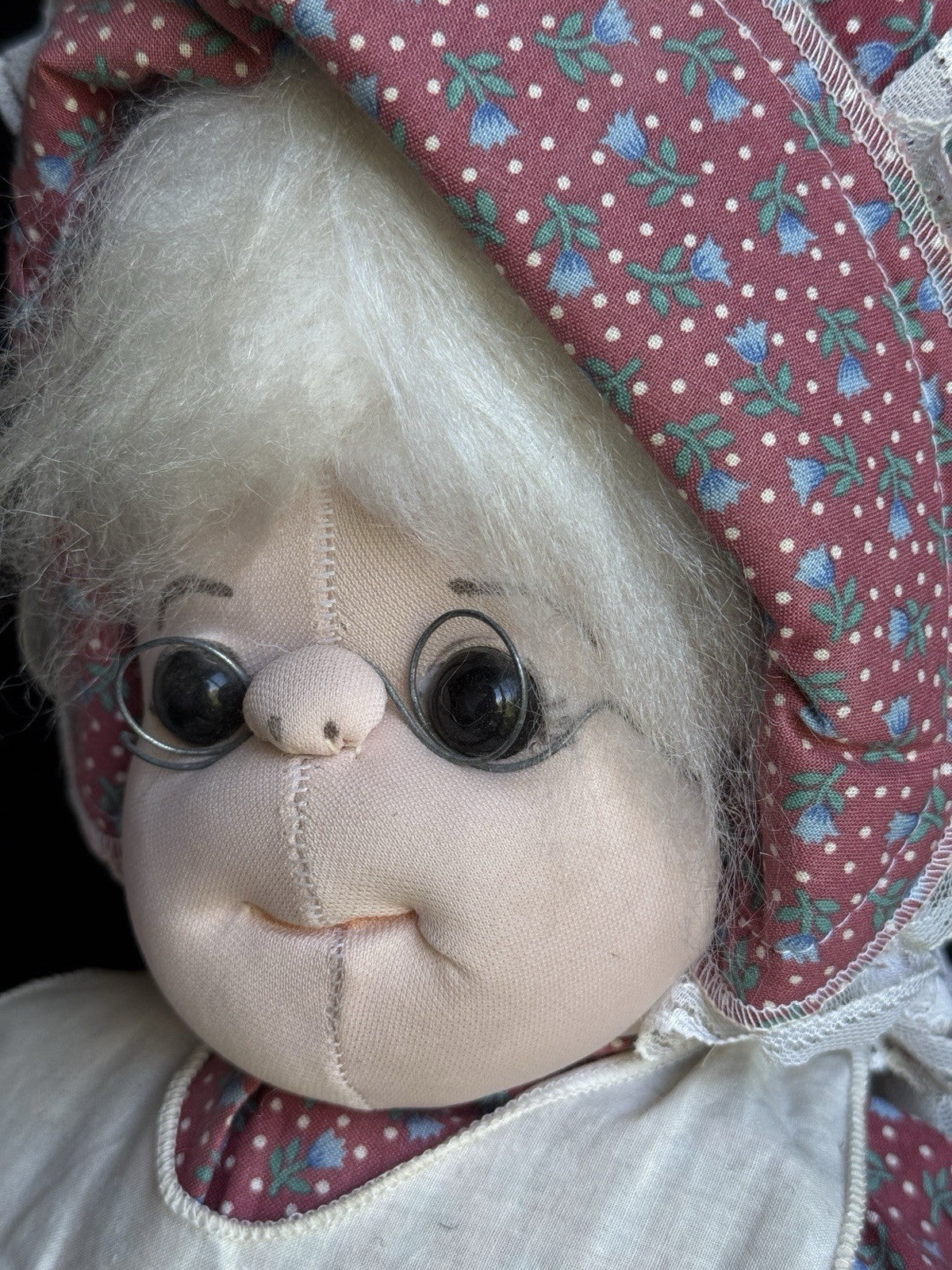 Pair of Vintage Handmade 29” Stockinette Elderly Character Grandpa Grandma Dolls