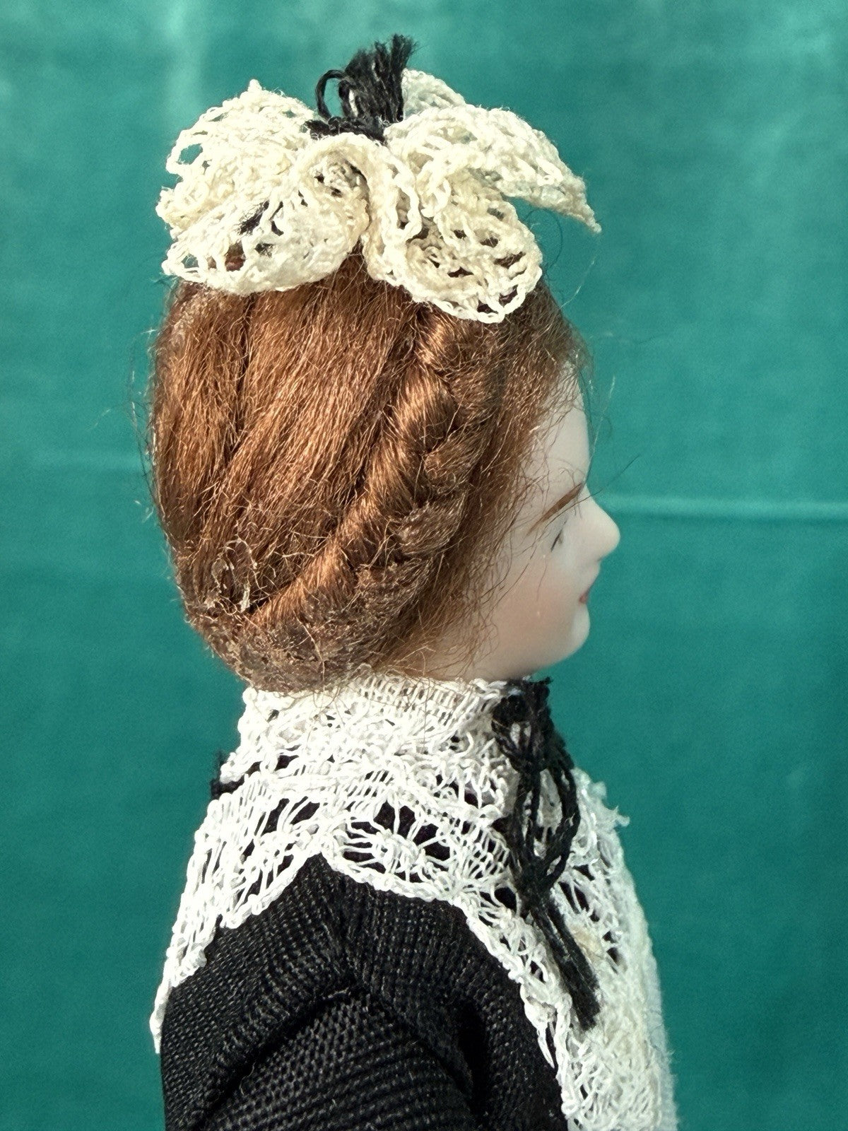 Porcelain/Cloth Reproduction Of Miniature Dollhouse 5 1/2” Maid Doll