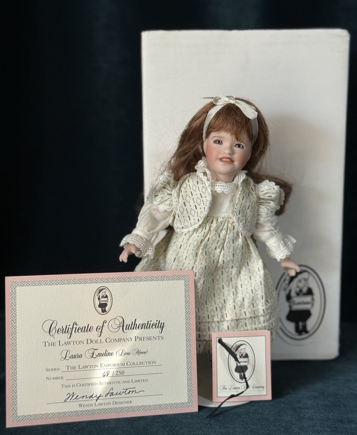 MIB Wendy Lawton “Laura Emeline” Wooden Body 8” Doll LE 250 Box/COA/Tag