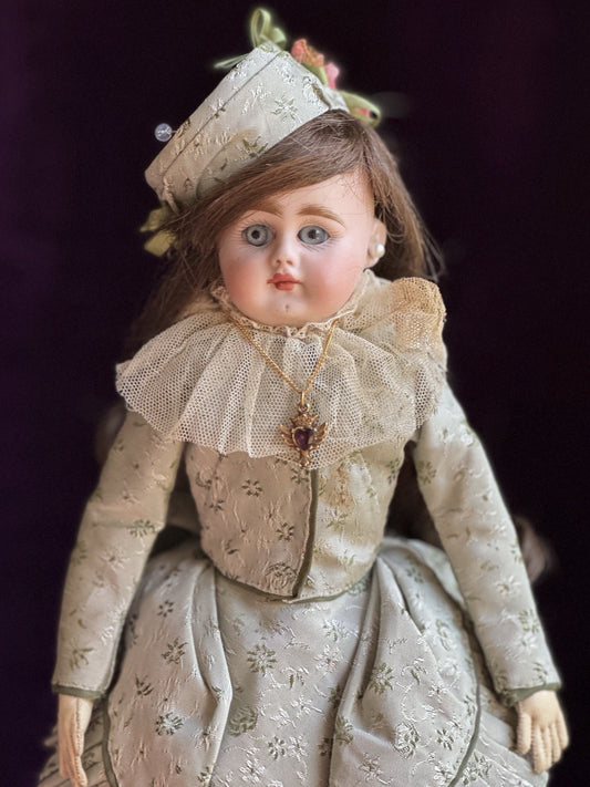 Unidentified 13” Antique French/German 902 or 909 Solid Bisque Head Fashion Doll