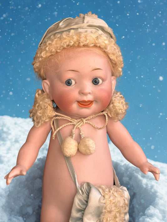 Rare Large 11" Hertel Schwab 222 "Our Fairy" All Bisque Googly Eyes Doll