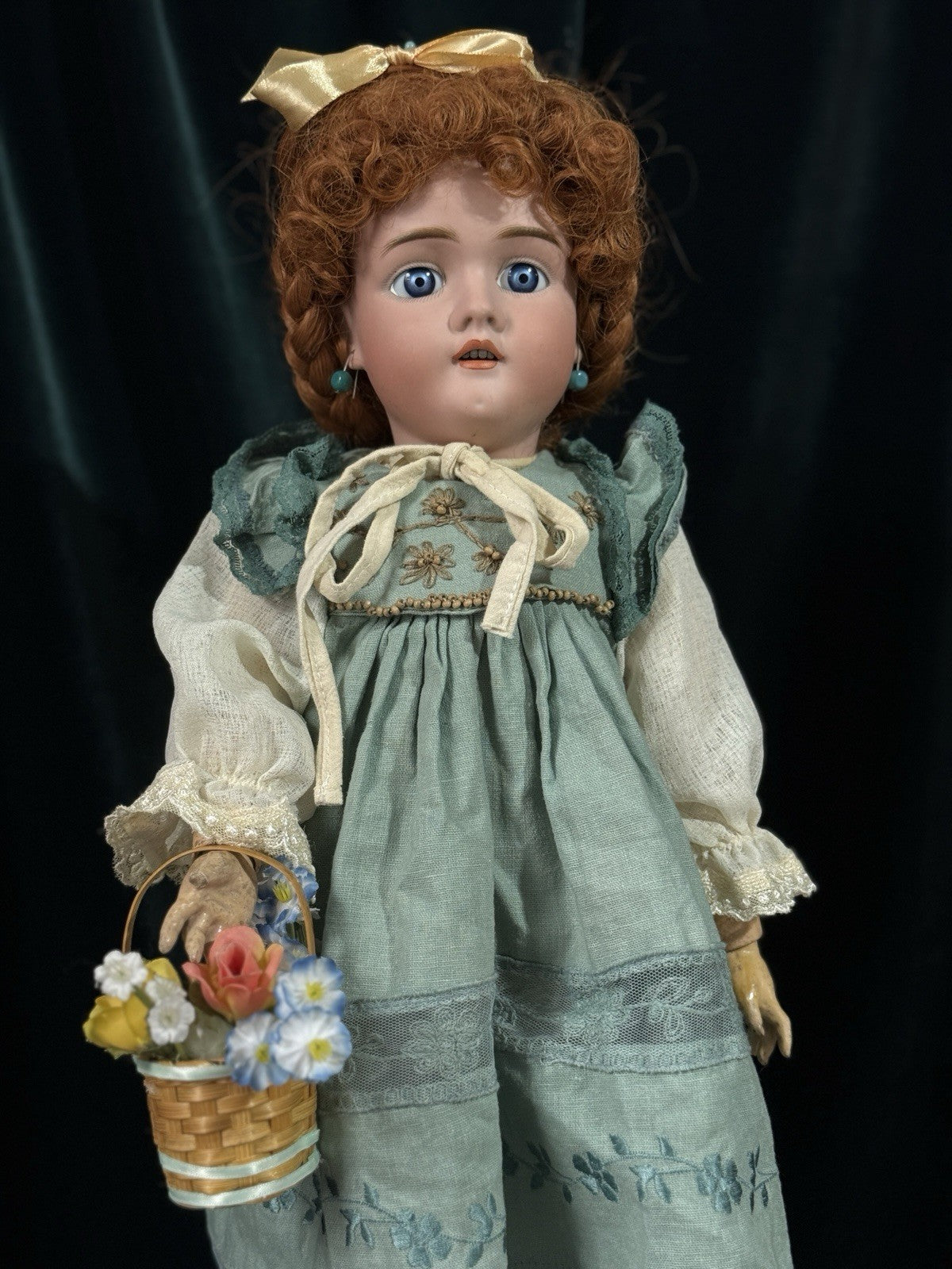 Antique German Walkure 24” Doll Bisque Head Composition Body