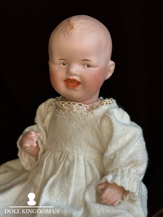Antique German 10.5” Gebruder Heubach 8191 Bisque Head Character Baby Boy Doll