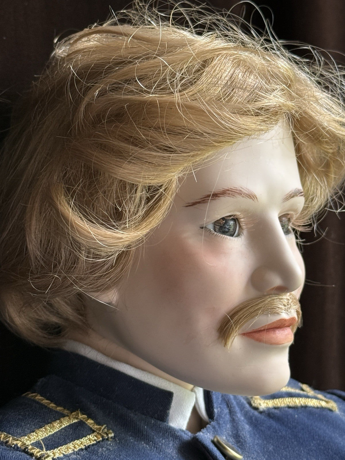OOAK Large Artist Made Porcelain Military Male Character Doll with Stand