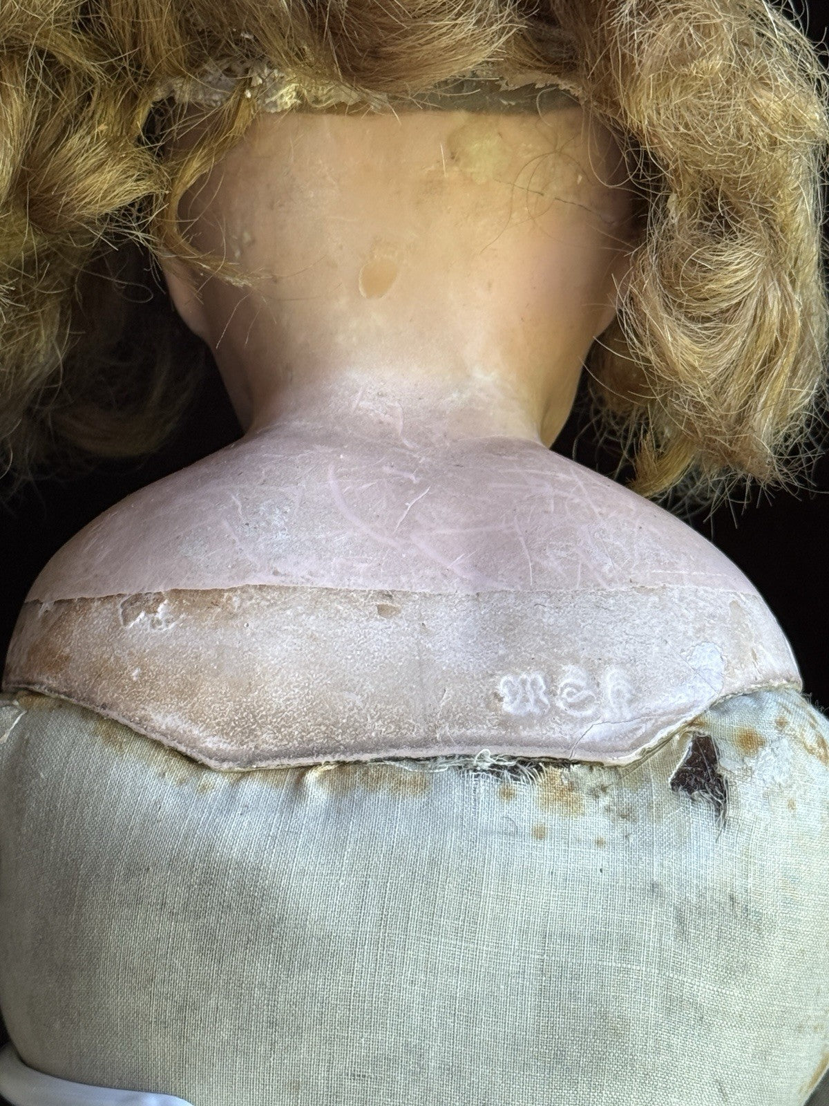 Antique German 26” Wax Over Papier Mache Doll