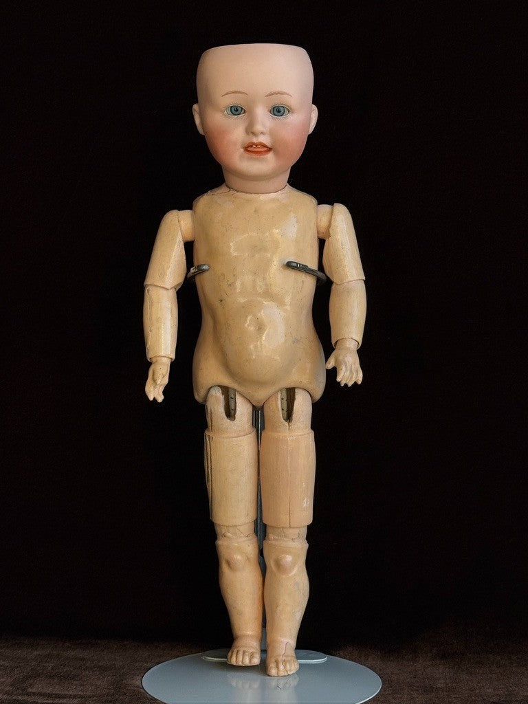 Antique German 12” Gebruder Heubach 8413 Bisque Head Character Boy Doll