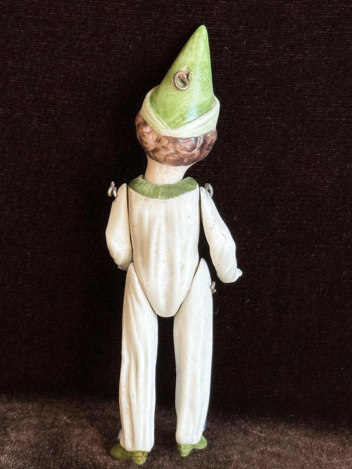 Antique German Miniature 4.25” All Bisque Jester Doll