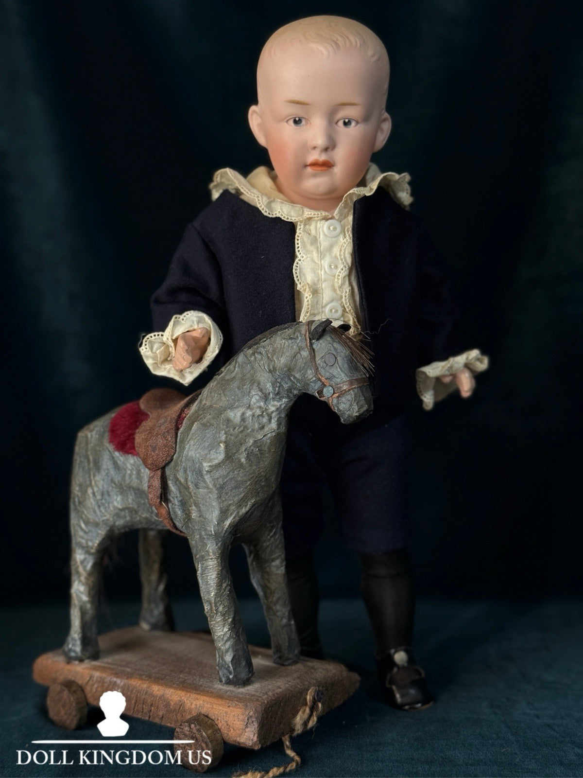 Antique German Gebruder Heubach Bisque Head Composition Body Boy 12” Doll