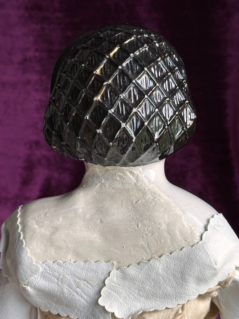 Rare Antique German 20.5” Alice Hairdo Headband and Snood China Head Doll