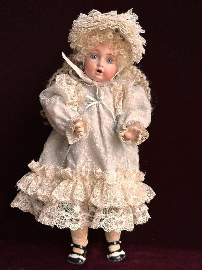 Rare Vintage Porcelain Compo 13” Reproduction of Antique French Bru Teteur Doll