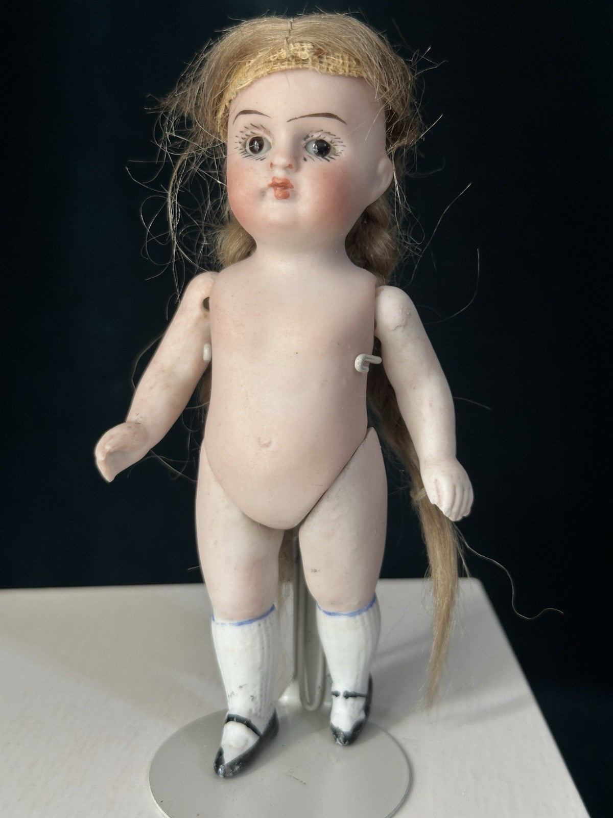 Antique German Kestner 4 1/2” All Bisque Mignonette Doll Closed Mouth Mold 150
