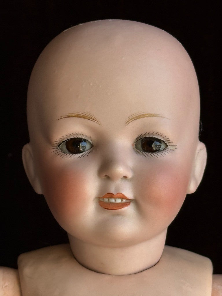 Very Rare Antique German 14.5” Kestner 185 Bisque Head Smiling Girl Doll