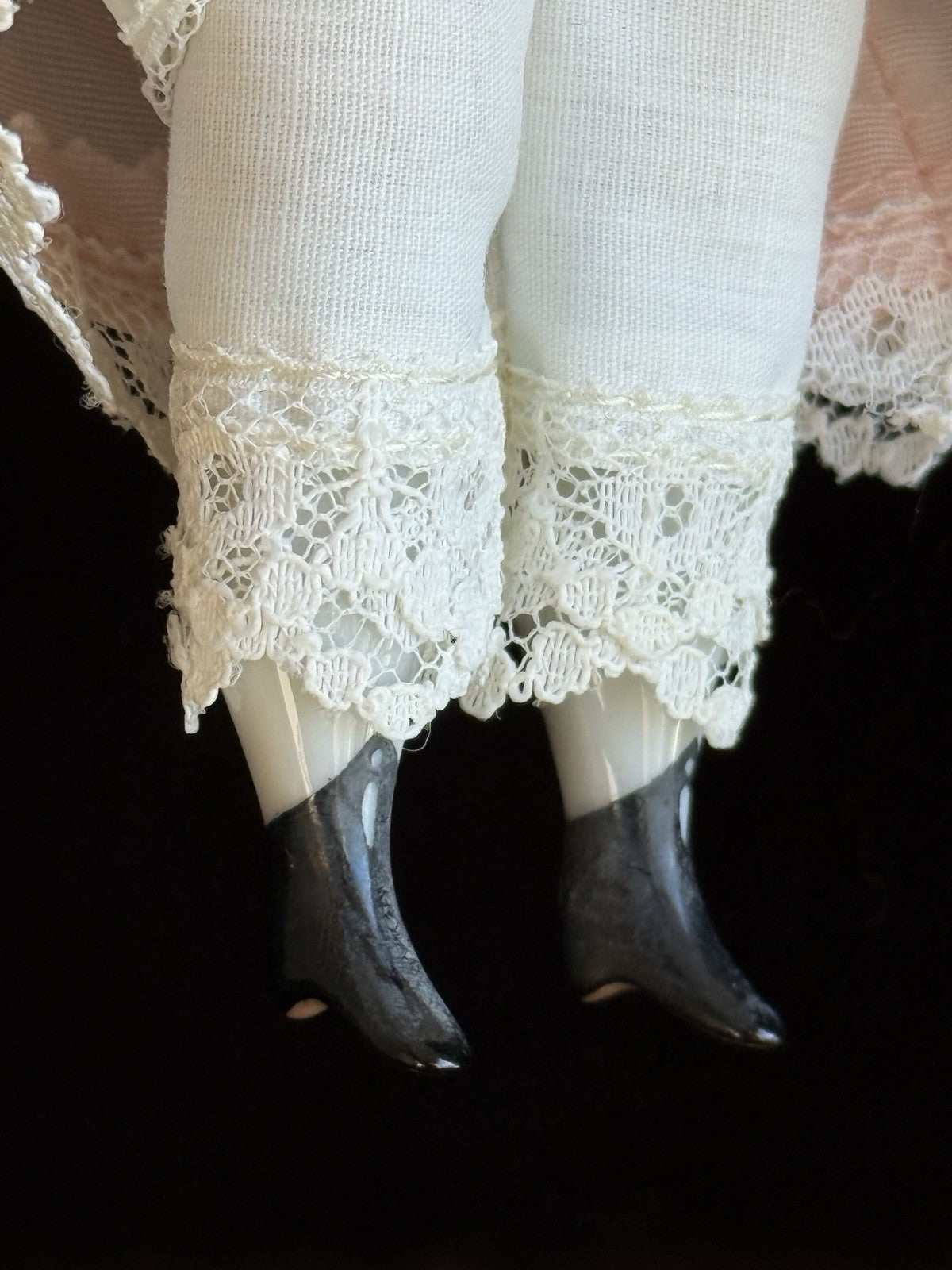 Antique German 7.5” Bisque Cloth Miniature Dollhouse China Doll