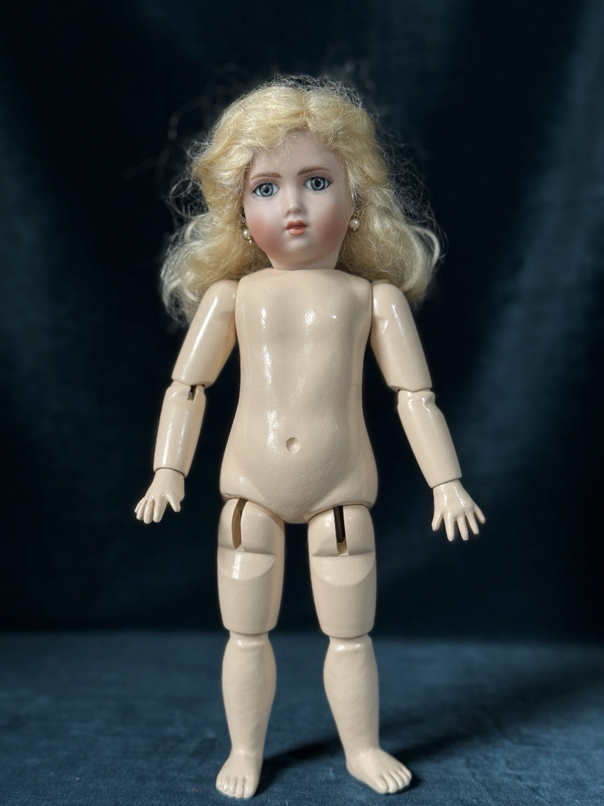 Porcelain/Composition 11” Reproduction of Antique French Bleuette Doll Skater