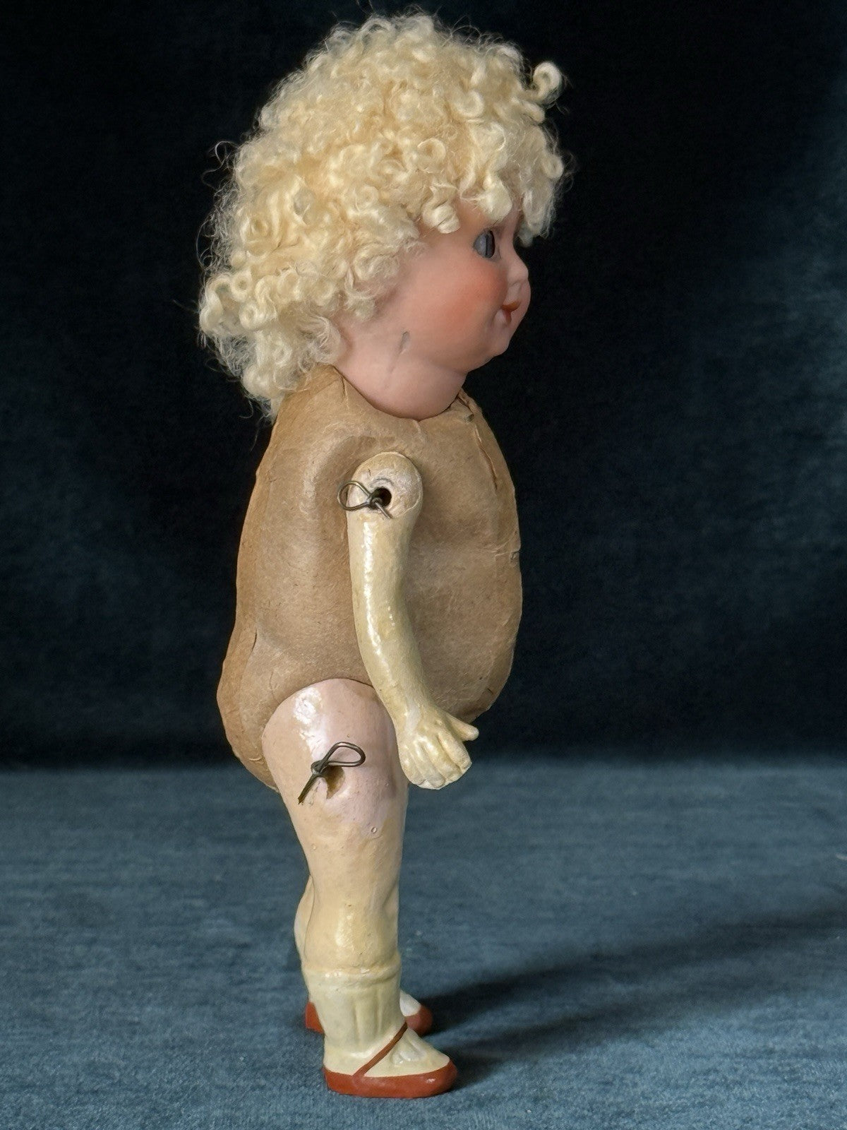 Antique German Hermann Steiner Googly Eyes 7” Doll Bisque Head