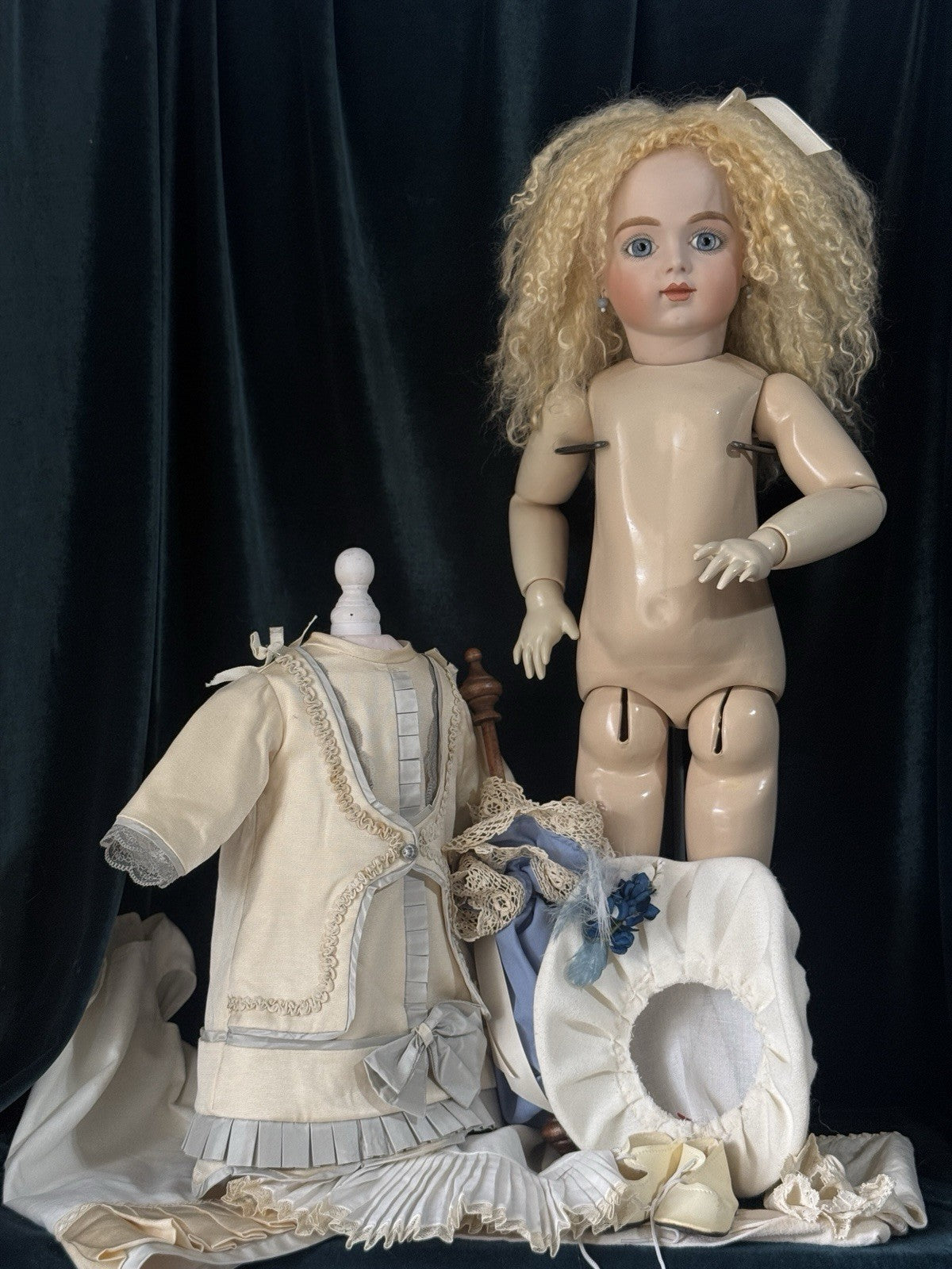 Vintage Reproduction of Antique French Bru Jne R 27” Doll Porcelain Head