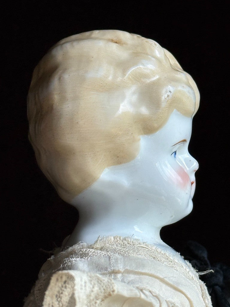 Antique German Hertwig 16” Lowbrow China Shoulder Head Doll