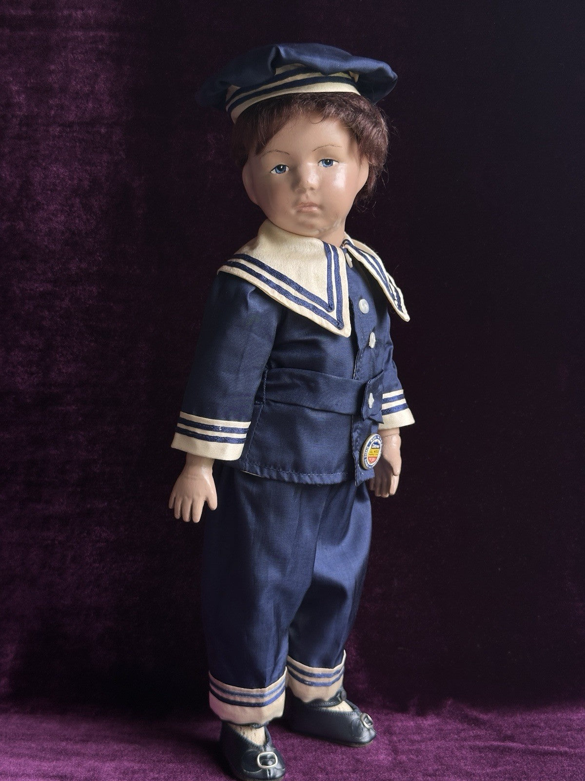 Antique American Schoenhut 16" Wooden Jointed Boy Doll