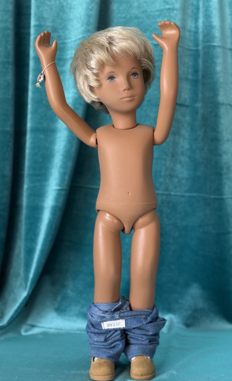 Collectible England Vinyl Sasha Gregor Blonde Boy Doll with Tag; Redressed